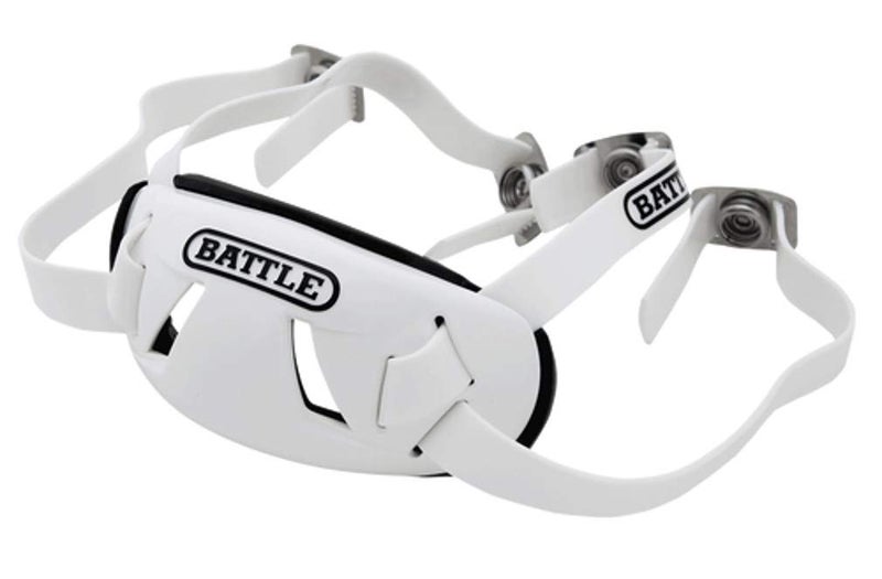 Battle Sports Shell Football Chin Strap - Durable Shell Provides Maximum Protection, Football Helmet Chin Strap with Reinforced Adjustable Strap for Fit - Youth, White